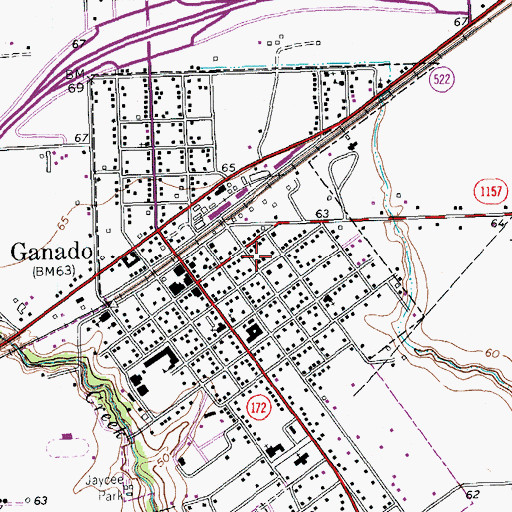 Topographic Map of City of Ganado, TX