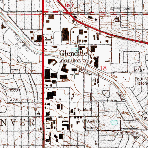 Topographic Map of City of Glendale, CO