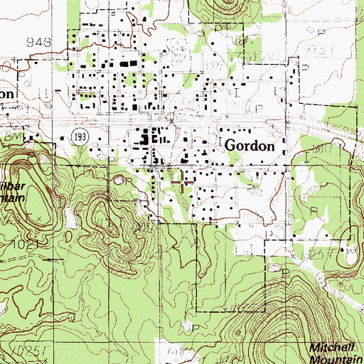 Topographic Map of City of Gordon, TX
