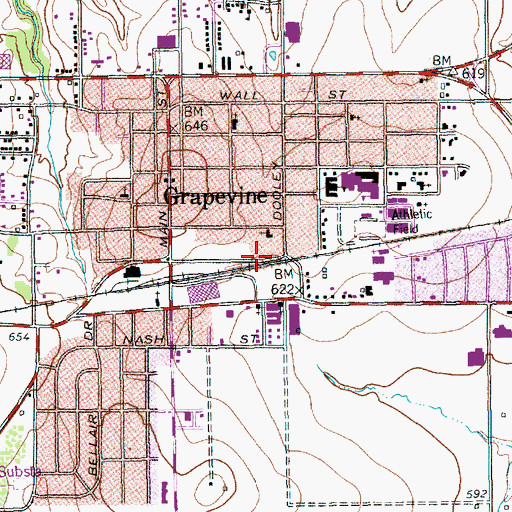 Topographic Map of City of Grapevine, TX