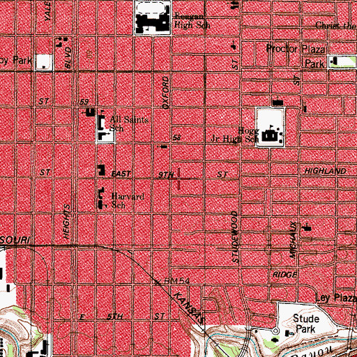 Topographic Map of City of Houston, TX