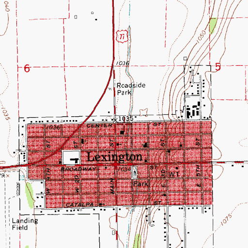 Topographic Map of City of Lexington, OK