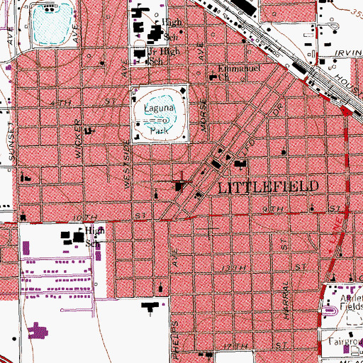 Topographic Map of City of Littlefield, TX