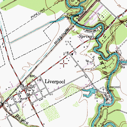 Topographic Map of City of Liverpool, TX