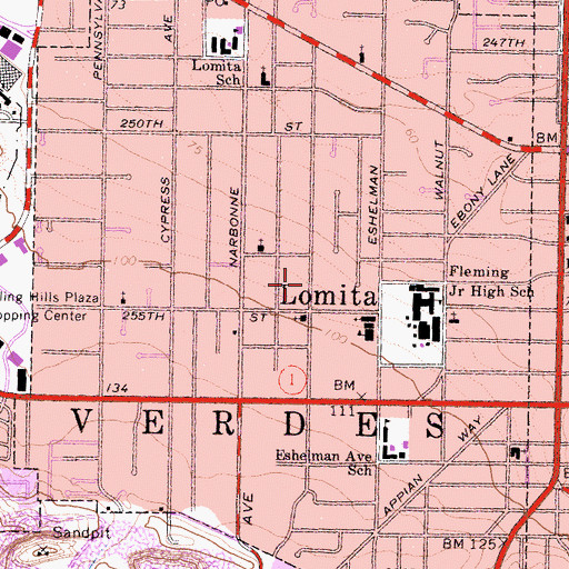 Topographic Map of City of Lomita, CA