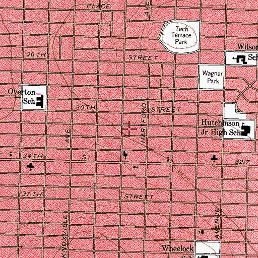 Topographic Map of City of Lubbock, TX