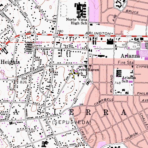 Topographic Map of Crest Haven School, CA