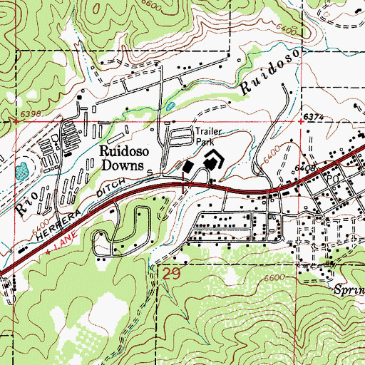 Topographic Map of City of Ruidoso Downs, NM