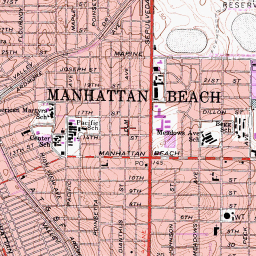 Topographic Map of City of Manhattan Beach, CA