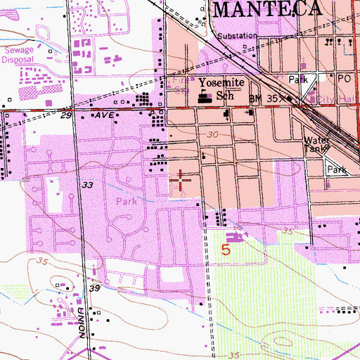 Topographic Map of City of Manteca, CA