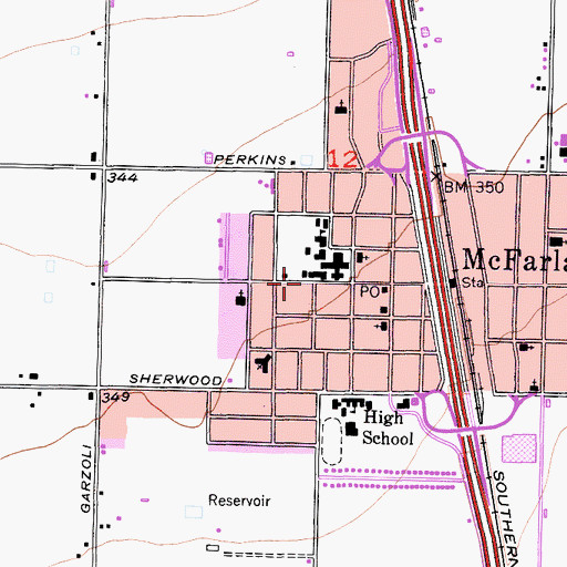 Topographic Map of City of McFarland, CA