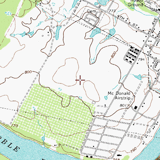 Topographic Map of City of Meadowlakes, TX