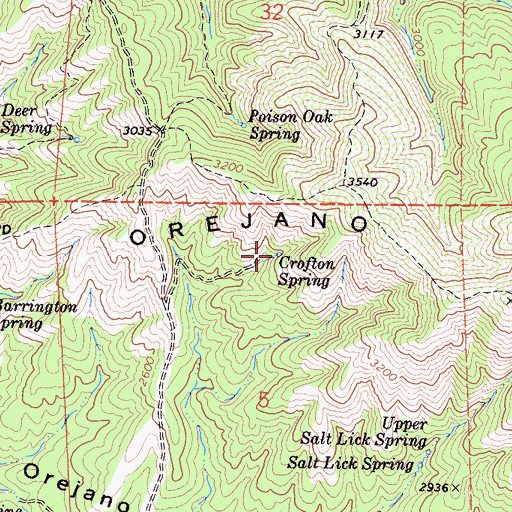 Topographic Map of Crofton Spring, CA