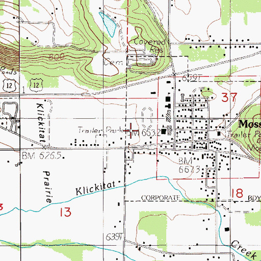 Topographic Map of City of Mossyrock, WA