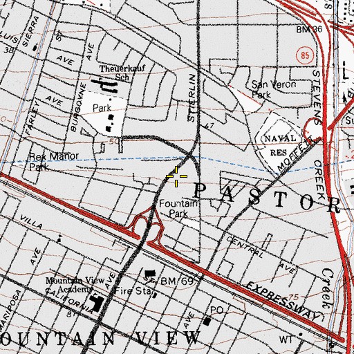 Topographic Map of City of Mountain View, CA