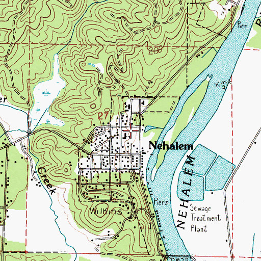 Topographic Map of City of Nehalem, OR