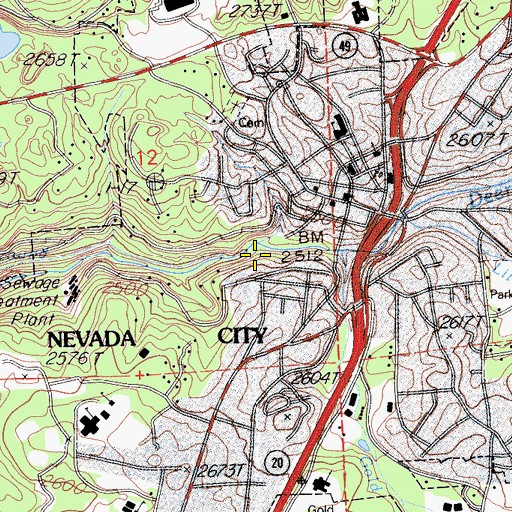 Topographic Map of City of Nevada City, CA