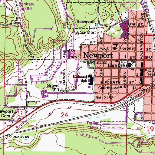 Topographic Map of City of Newport, WA