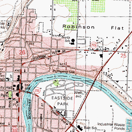 Topographic Map of City of Omak, WA