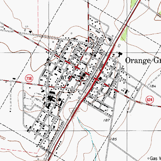 Topographic Map of City of Orange Grove, TX