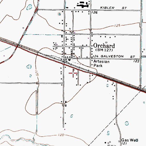 Topographic Map of City of Orchard, TX