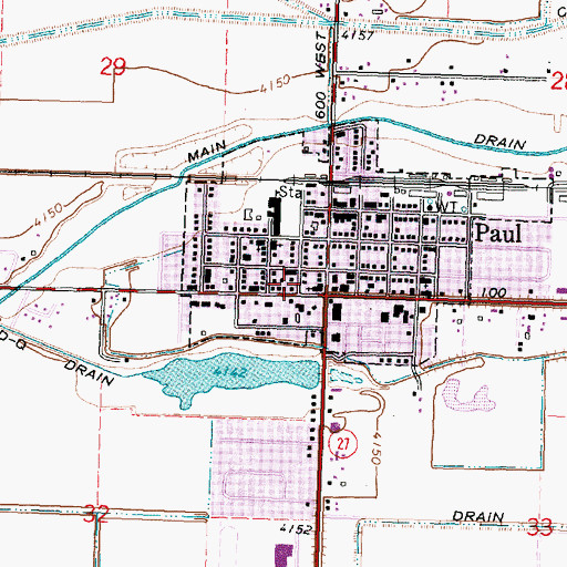 Topographic Map of City of Paul, ID