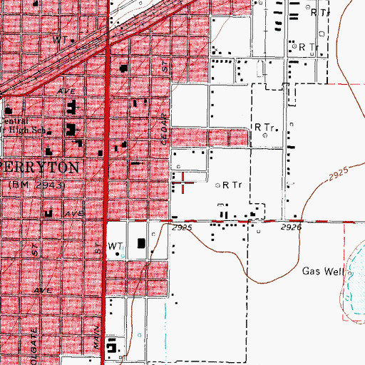 Topographic Map of City of Perryton, TX