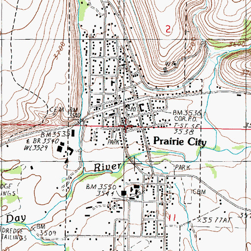 Topographic Map of City of Prairie City, OR
