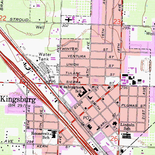 Topographic Map of City of Kingsburg, CA