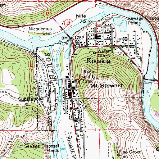 Topographic Map of City of Kooskia, ID