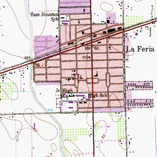 Topographic Map of City of La Feria, TX