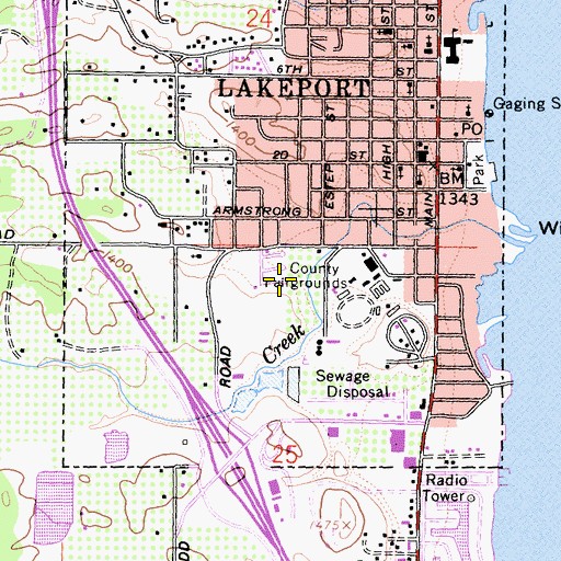 Topographic Map of City of Lakeport, CA