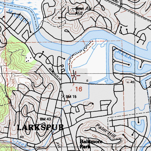 Topographic Map of City of Larkspur, CA