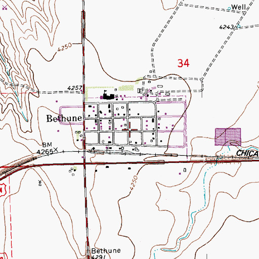 Topographic Map of Town of Bethune, CO