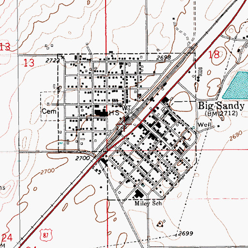 Topographic Map of Town of Big Sandy, MT