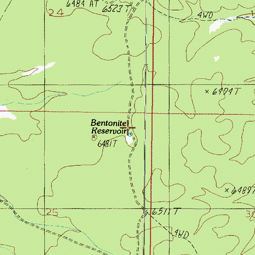 Topographic Map of Bentonite Reservoir, AZ