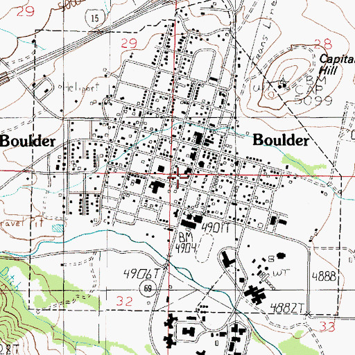Topographic Map of City of Boulder, MT