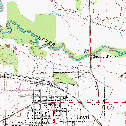 Topographic Map of Town of Boyd, TX