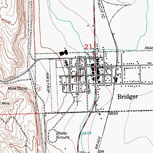 Topographic Map of Town of Bridger, MT