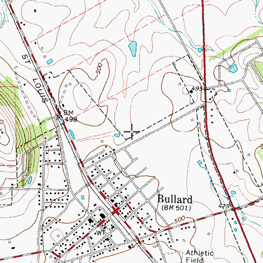 Topographic Map of Town of Bullard, TX
