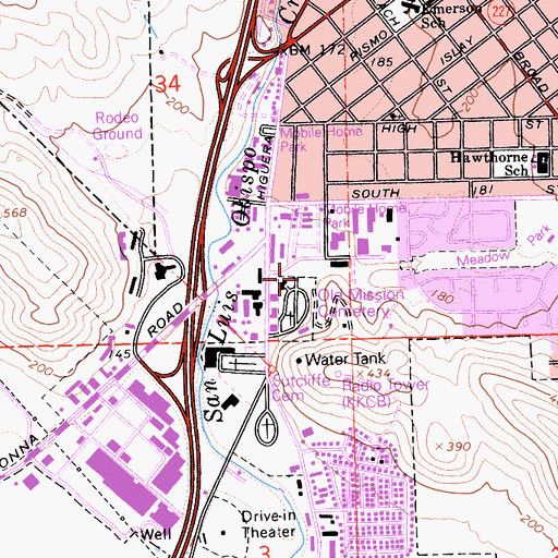 Topographic Map of City of San Luis Obispo, CA