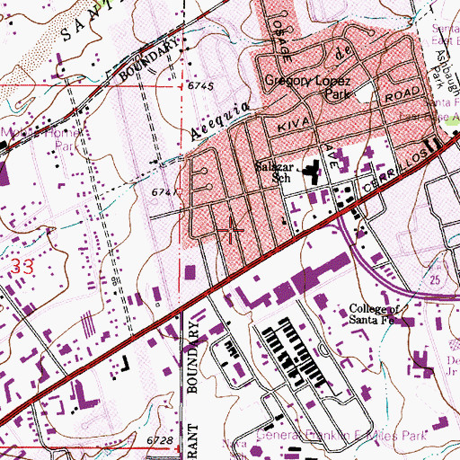 Topographic Map of City of Santa Fe, NM