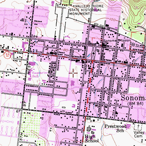 Topographic Map of City of Sonoma, CA