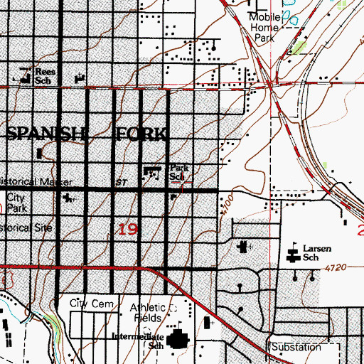 Topographic Map of City of Spanish Fork, UT