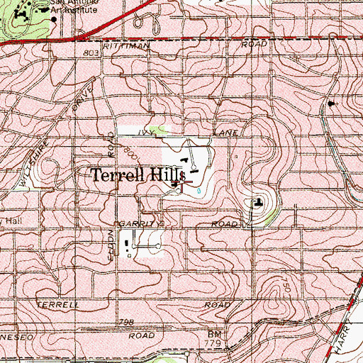 Topographic Map of City of Terrell Hills, TX