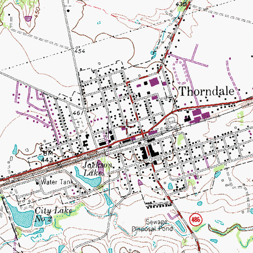 Topographic Map of City of Thorndale, TX
