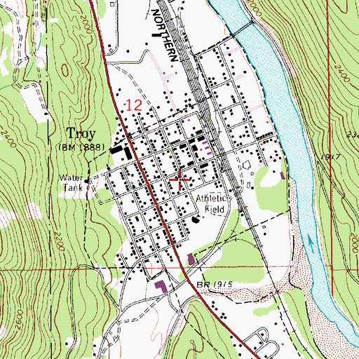 Topographic Map of City of Troy, MT