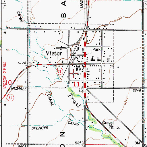 Topographic Map of City of Victor, ID