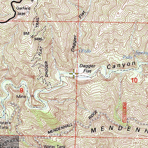 Topographic Map of Dagger Flat Canyon, CA