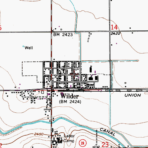 Topographic Map of City of Wilder, ID